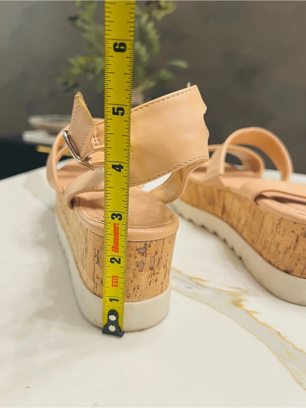 Madden Girl Women’s Nude Cork Platform Sandal with Ankle Strap